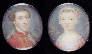 The Father (?), In Scarlet Coat And Gold Frogging, White Shirt, Fur Cloak Over His Shoulder