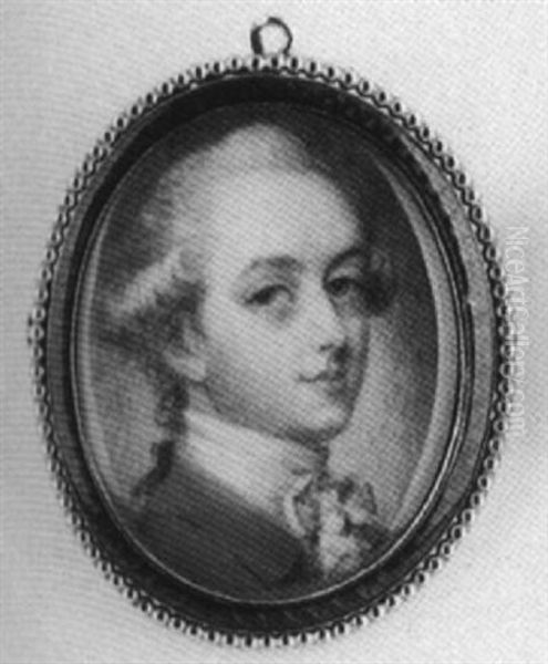 A Gentleman With Powdered Hair En Queue Wearing Red Coat And Tied White Cravat - view 1