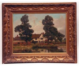 Landscape With House By A River by Frederick George Cotman