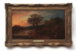 River Landscape At Sunset by John Joseph Cotman