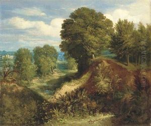A Landscape With Sandpits Near Norwich, With The River Wherry Beyond by John Joseph Cotman