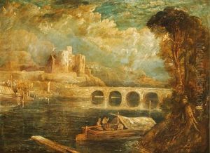 Castle And River Scene by John Sell Cotman