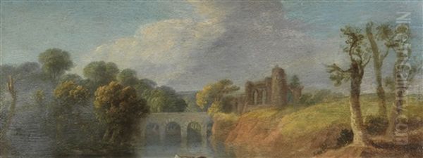 Landschaftsstudie Mit Brucke Und Ruine - view 1