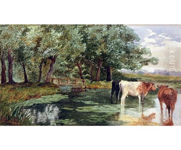 Landscape With Cattle Watering - view 1