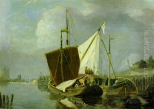 Wherries At Their Moorings On A Norfolk Estuary Wherries At Their Moorings On A Norfolk Estuary