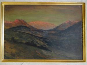 Soleil Couchant En Automne Au Dessus Du Lac De Gennes by Charles Cottet