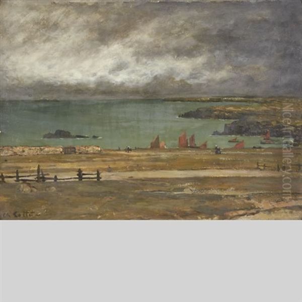 Bretons On The Coast With Fishing Boats - view 1