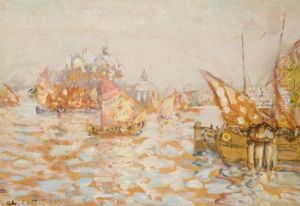 Bateaux Sur La Lagune De Venise by Charles Cottet