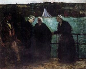 Bretonnes En Conversation A Douarnenez by Charles Cottet