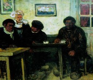 Scene De Cabaret En Bretagne by Charles Cottet