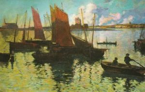 Camaret - Barques Sardinieres Sous Voiles by Charles Cottet