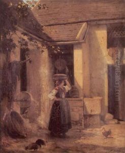 Jeune Fille A La Fontaine by Maurice Cottier