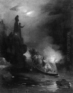 La Peche Au Flambeau by Felix Cottrau