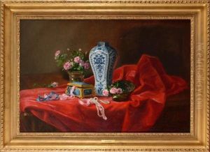 Nature Morte Au Vase Chinois Et Au Coffret A Bijoux
