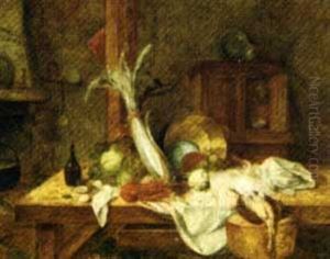 Still Life With A Lobster, A Skate, Poultry And Vegetables On A Kitchen Table Still Life With A Lobster, A Skate, Poultry And Vegetables On A Kitchen Table