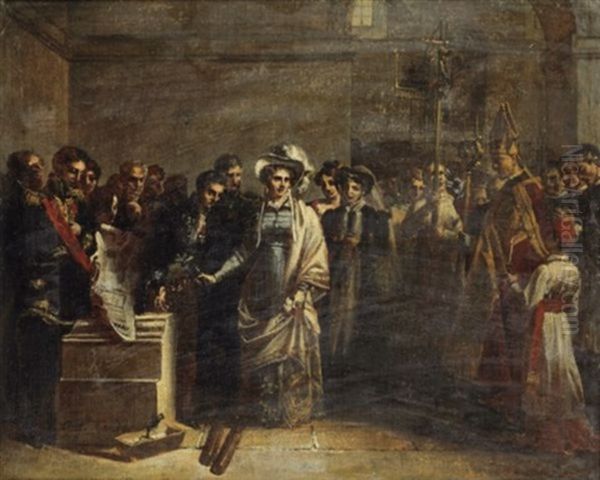 La Duchesse D'angouleme Posant La Premiere Pierre Du Monument Eleve Aux Victimes De Quiberon - view 1