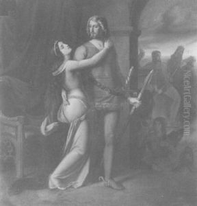 Siegfrieds Abschied Von Kriemhild, Im Hintergrund Hagen by Ludwig des Coudres