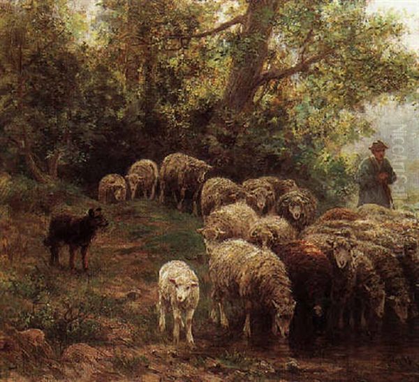 Shepherd With His Flock - view 1