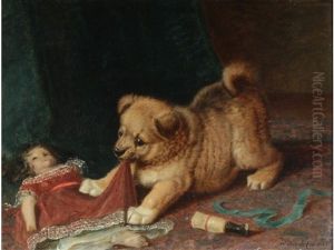 A Dog Pulling At A Doll's Dress by Horatio Henry Couldery