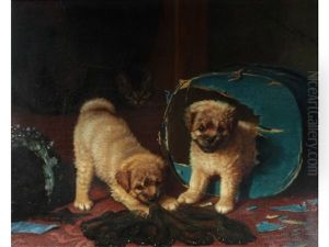 A Game Of Hide And Seek (two Dogs Watched By A Cat) by Horatio Henry Couldery