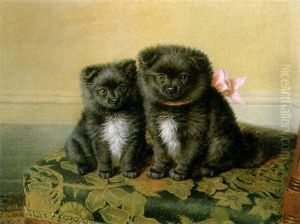 Two Chow Pups Seated On A Chair by Horatio Henry Couldery