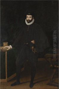 Portrait Of Francesco I De Medici, Grand Duke Of Tuscany (1541-1587), Full Length, Standing Beside A Table by Sofonisba Anguissola