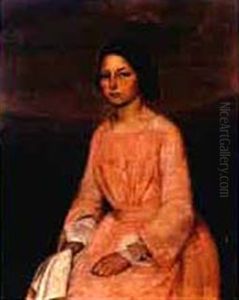 Portrait Of A Young Lady In A Pink Dress by Jean Coulin