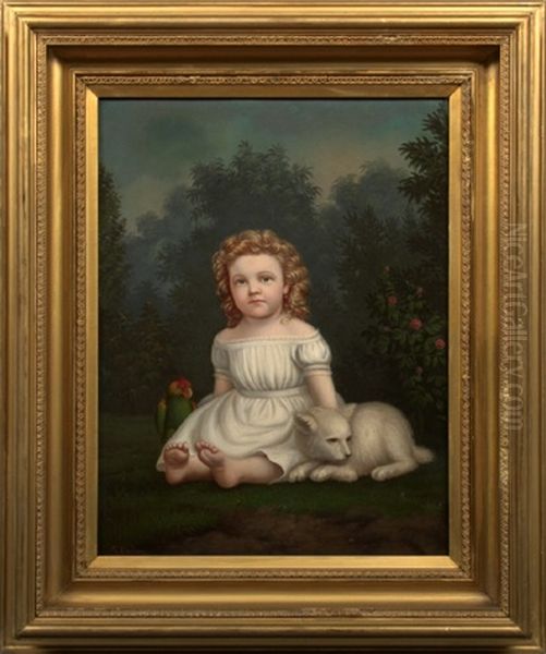 Girl Seated In A Landscape With A Parrot And A Cat - view 1