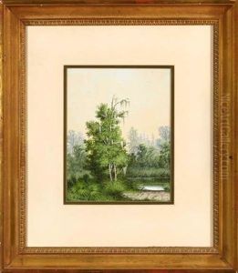 Cypress Trees And Palmettos Along The Bayou by George David Coulon