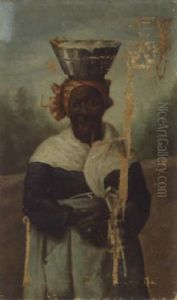 Portrait Of A Black Woman With A Headkerchief by George Joseph Amede Coulon