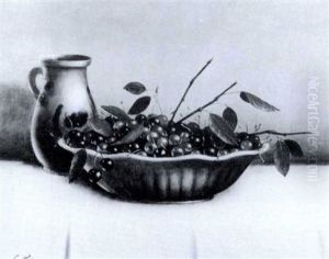 Still Life With Bowl Of Cherries And Pitcher On A Table