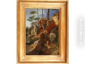 Les Rochers De Fontainebleau by Paul Frederic Leo Coulon