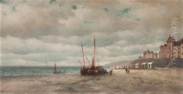 Beach Scene With Boats - view 1