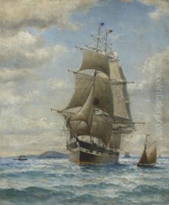 A Ship Of The Black Ball Line Taking On A Pilot, San Francisco Bay by William Coulter
