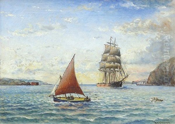 Two Ships On Wind Whipped San Francisco Bay Waters - view 1