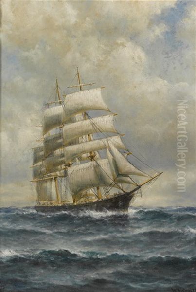 Three-masted Ship On Open Seas - view 1