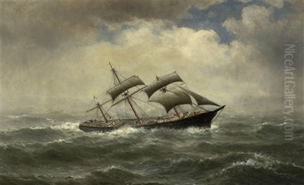Sailing Ship In Rough Seas - view 1