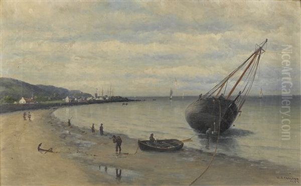 Bringing In The Catch At Low Tide - view 1