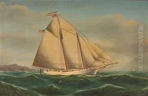 Sea Foam, A Schooner Outside Of The San Francisco Bay With The Farallones Beyond by William Coulter
