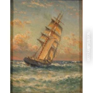 A Brigantine Running Before The Wind by William Coulter
