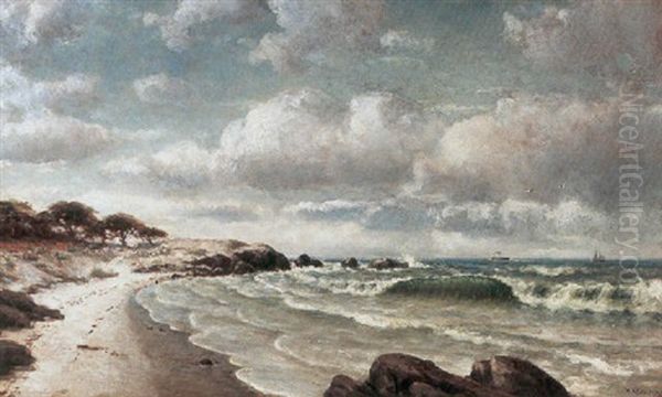 A Coastal Scene With Ships In The Distance - view 1