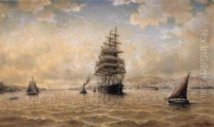 Sailing Ships In San Francisco Bay by William Coulter