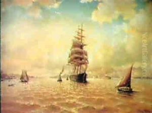Sailing Vessels In San Francisco Bay by William Coulter