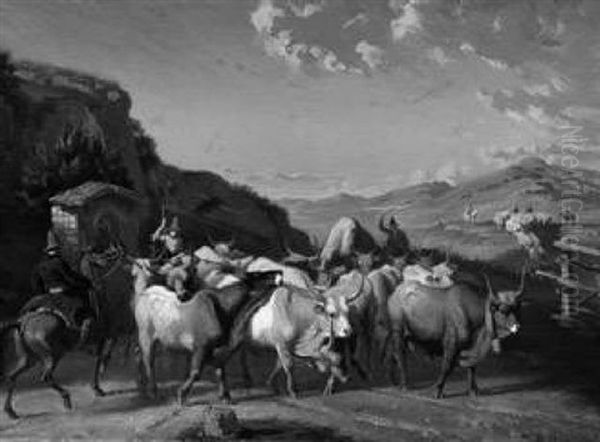 Hirten Mit Kuherde In Der Romischen Campagna - view 1