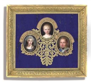 Marie-caroline, Duchess Of Berry, In Black Dress With Ruffled Lace At Corsage, Black Gauze Falling From White Ruffled Lace Cap (+ 2 Others; 3 Works In Collab. W/jean-baptiste-joseph Duchesne)