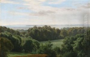Landscape With Rolling Hills Overlooking A Fiord by Janus Andreas Bartholin La Cour