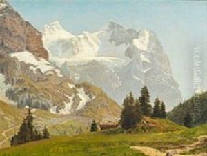 Montain Landscape With Snowy Peaks by Janus Andreas Bartholin La Cour
