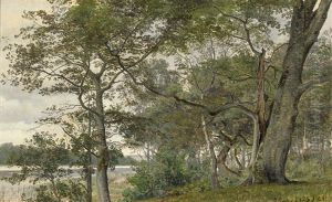 Herbstliche Baumlandschaft An Einem Fjord by Janus Andreas Bartholin La Cour