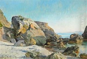 Rocky Coast At Capri by Janus Andreas Bartholin La Cour