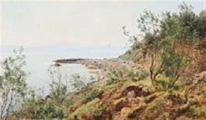 Coastal Scene From Moesgaard Beach by Janus Andreas Bartholin La Cour